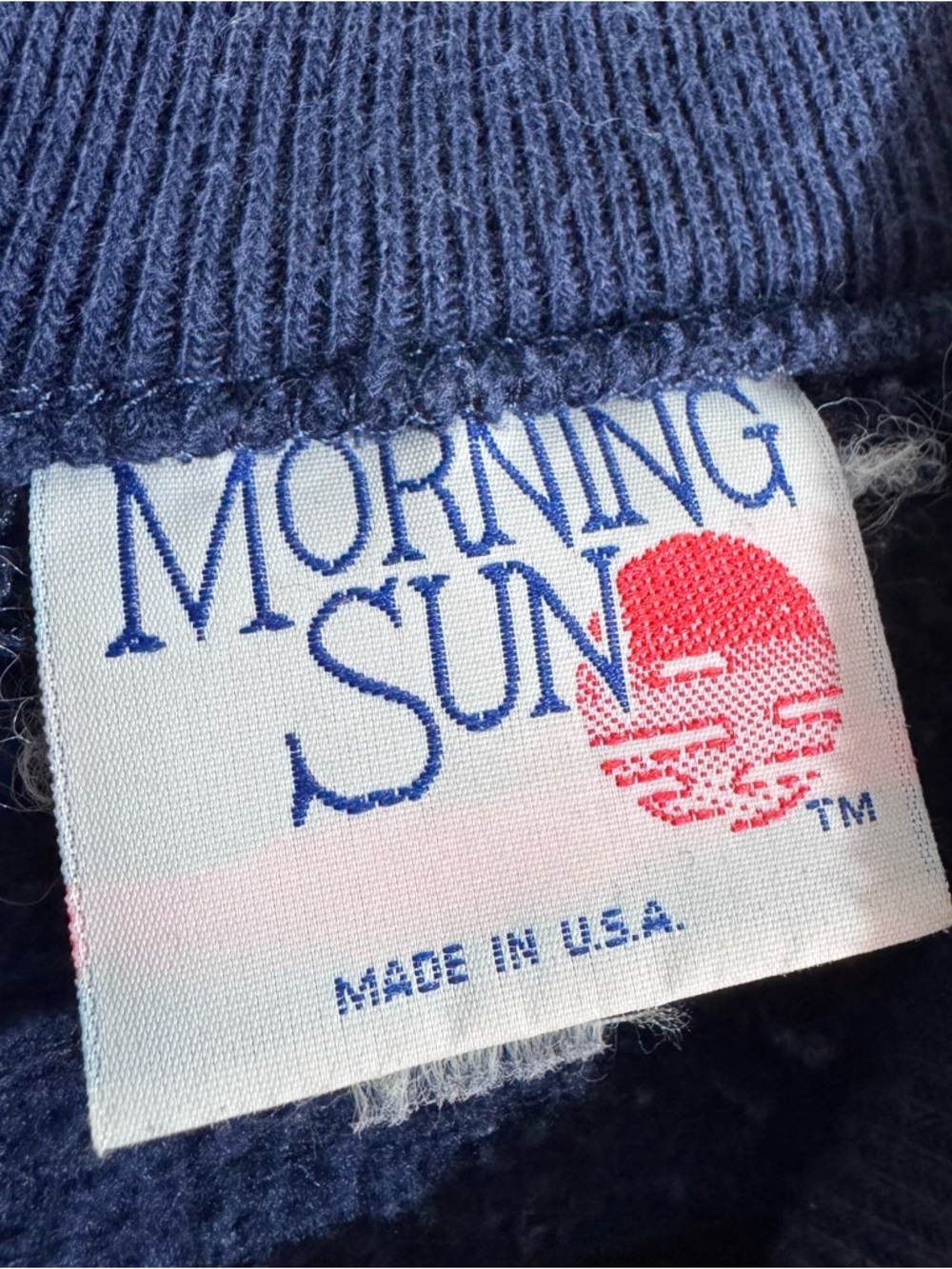Vintage Morning Sun Birdhouse Sweatshirt Navy Mock Neck USA Womens L Bird Print - Picture 6 of 6